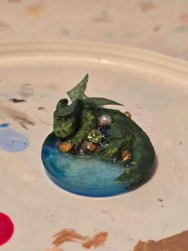 Clay Work Clay dragon on resin keychain